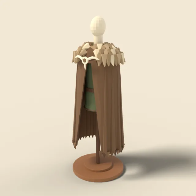 Fur cloak with bone clasp