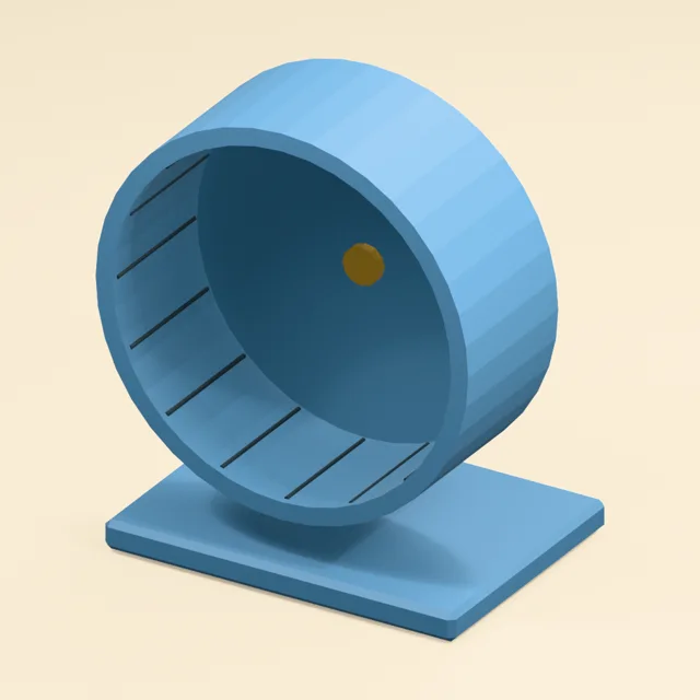 Solid track hamster exercise wheel on rear bearing stand