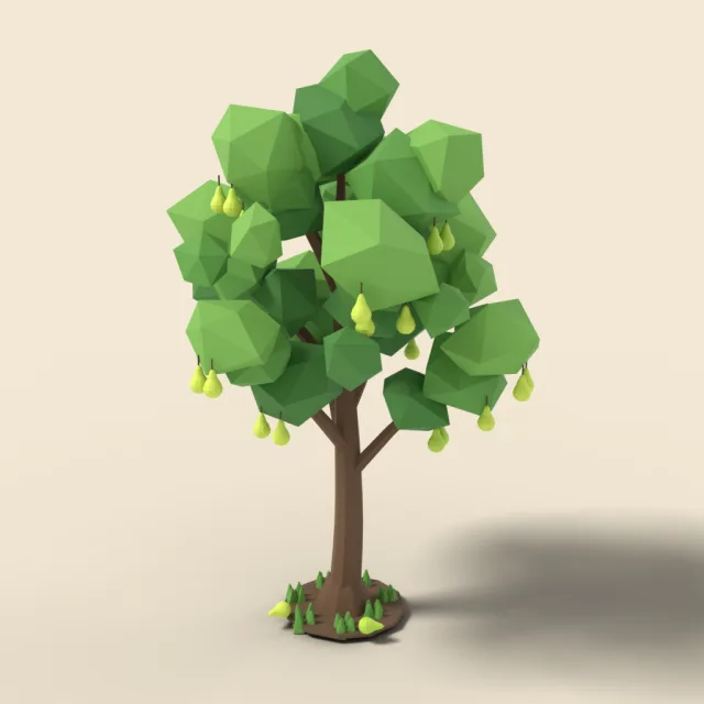 Pear tree with green pears