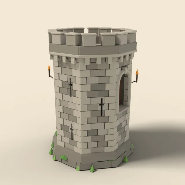 Octagonal stone castle tower