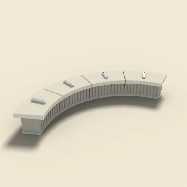 Curved concrete bench