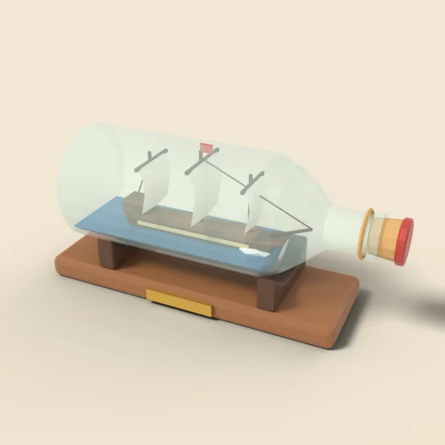 Ship in a bottle on stand