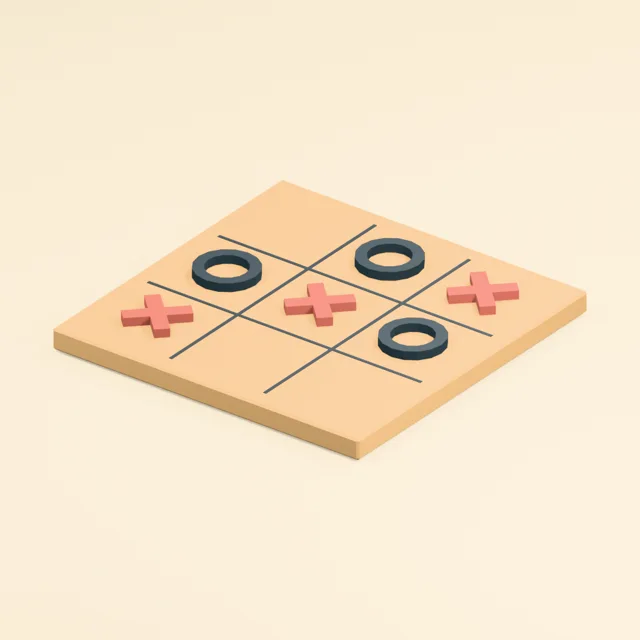 Tic-tac-toe board with solid X and open O counters