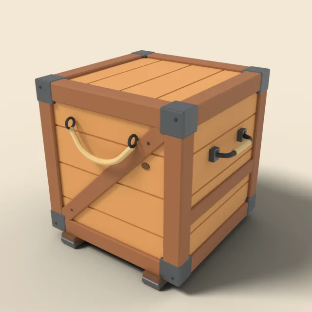 Pushable wooden crate with handles
