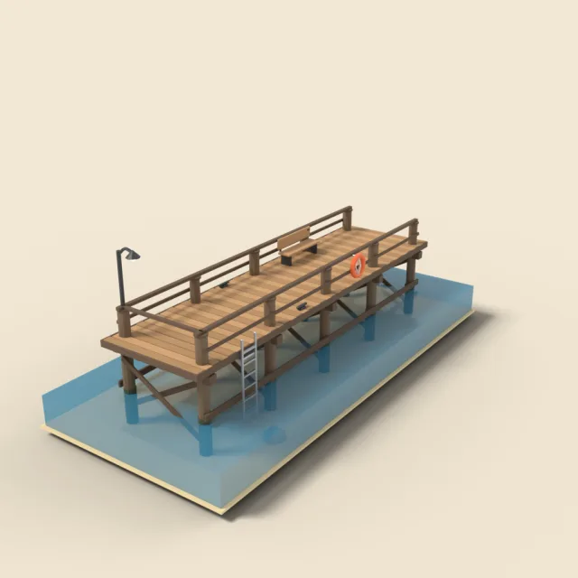 Pier wooden with pilings