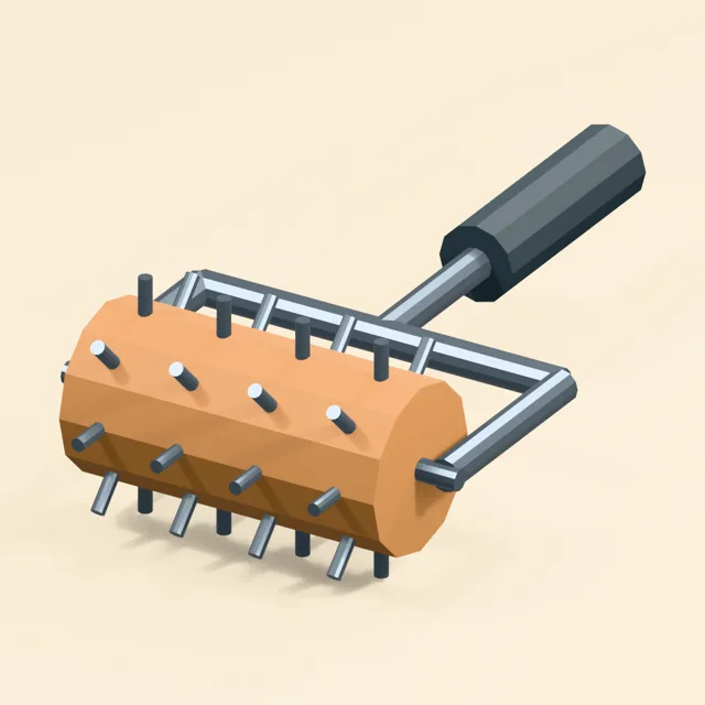 Spiked dough docker with forked handle and rotating drum