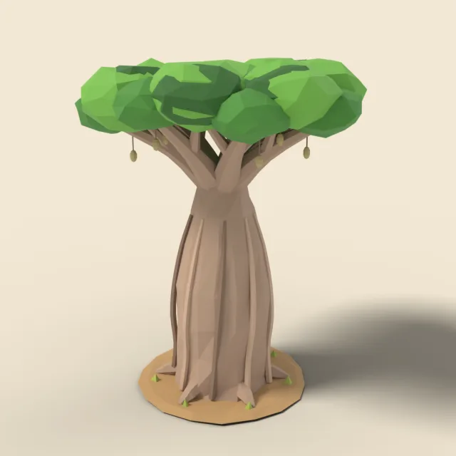 Baobab with green leafy crown