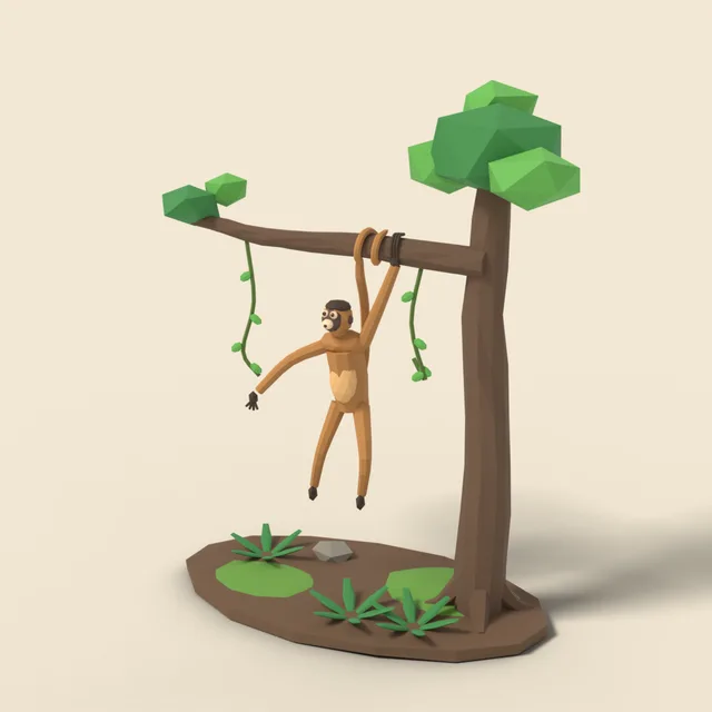 Hanging spider monkey