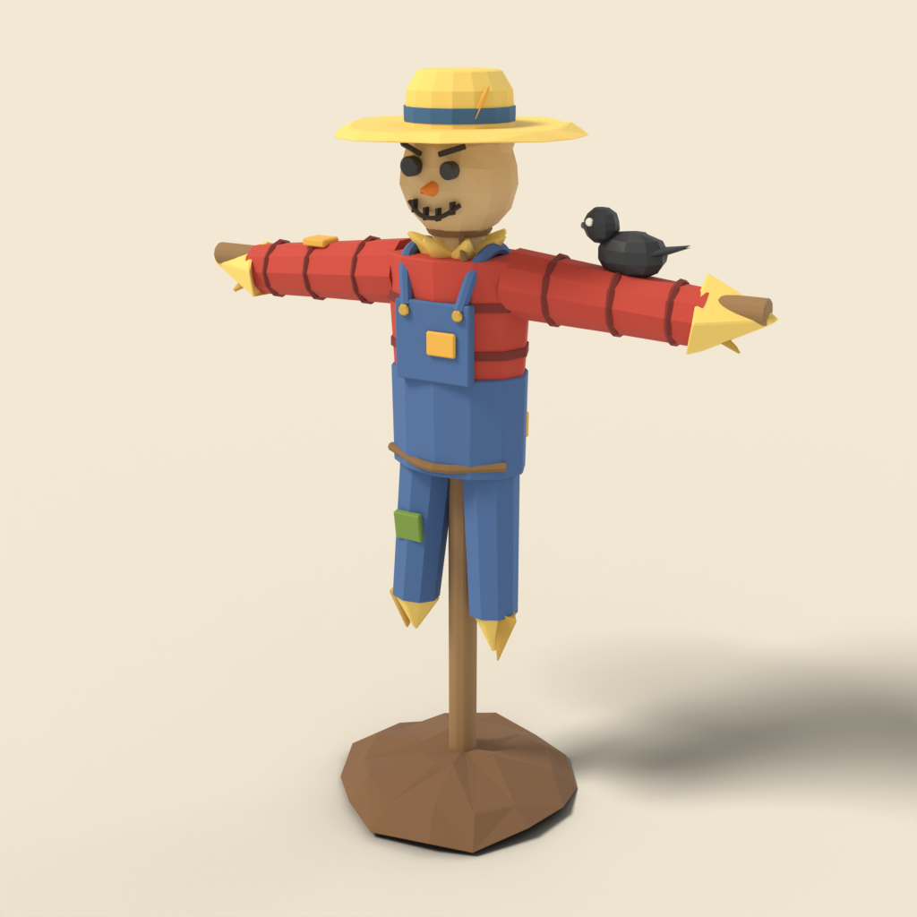 Scarecrow with straw hat