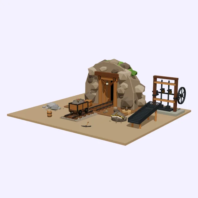 Mountain gold mine set