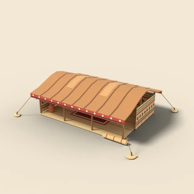 Saharan nomad tent with woven mats