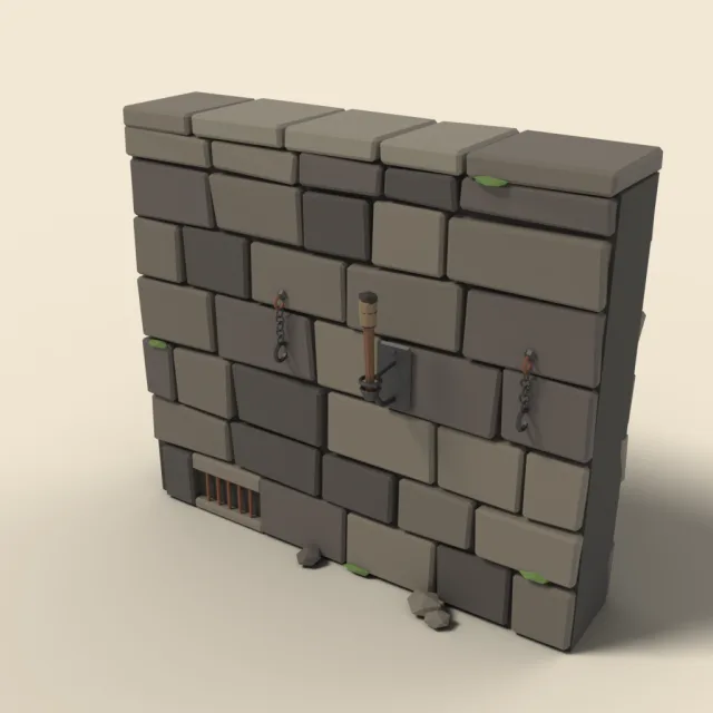 Dungeon stone wall with torch sconce