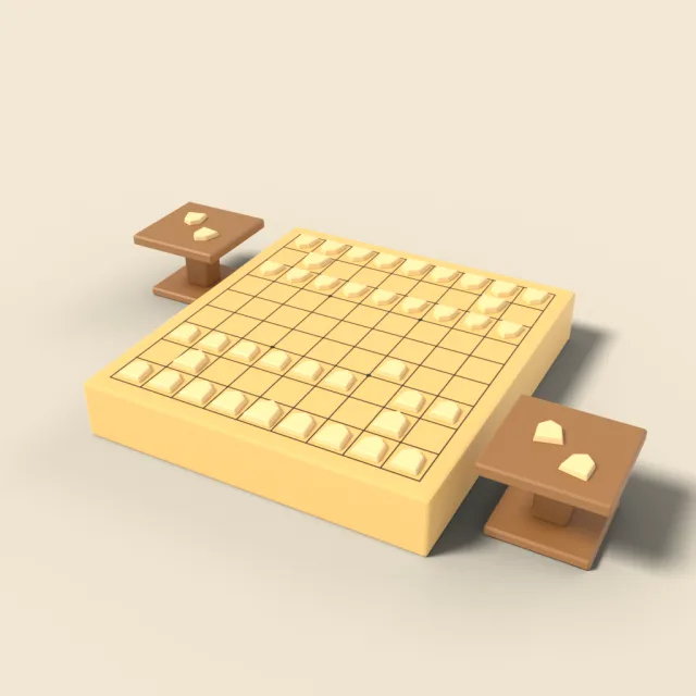 Shogi board with pieces