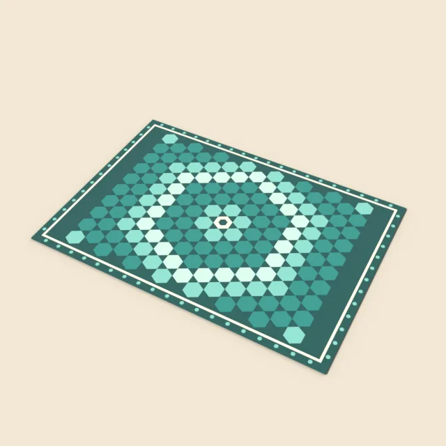 Hexagon-pattern rug in teal