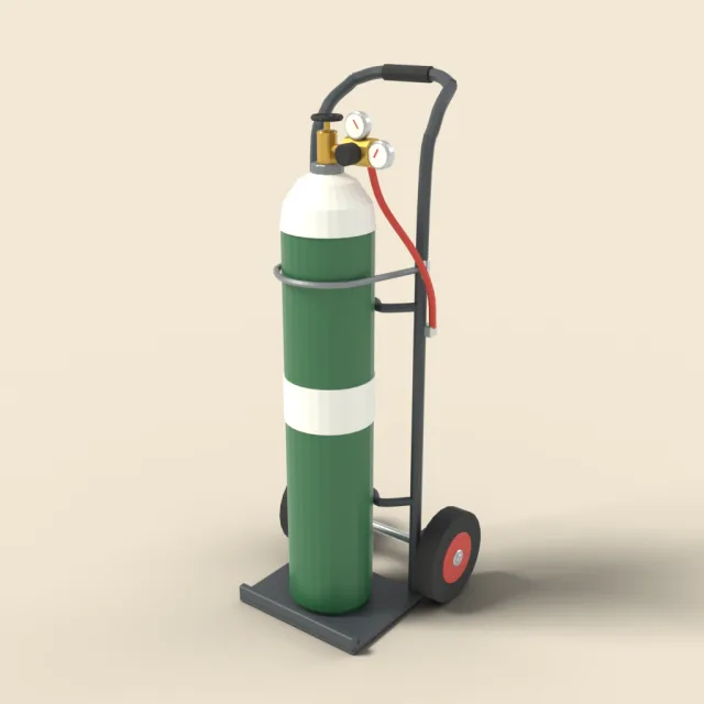 Gas cylinder on trolley