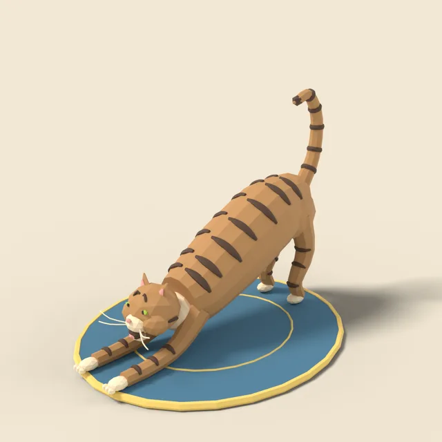 Stretching tabby cat