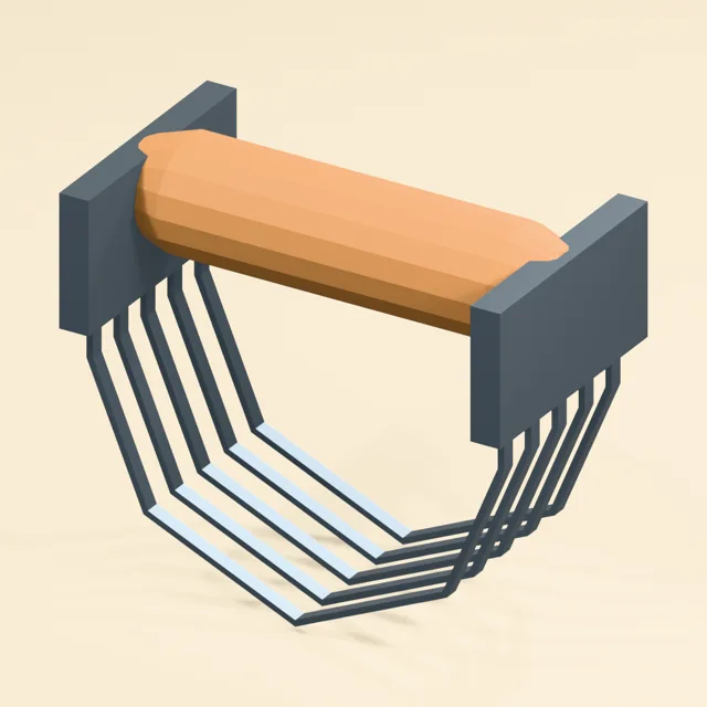 Five blade pastry blender with curved steel bows and wooden grip