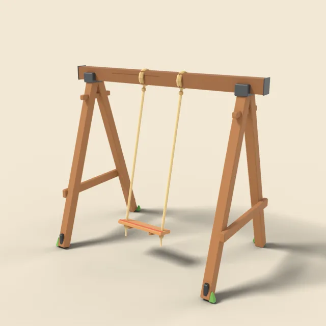 Rope swing on wooden beam