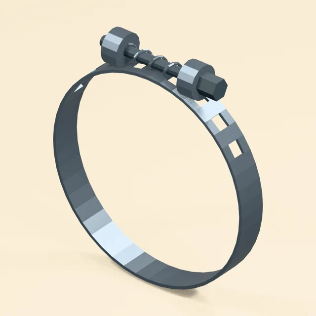 Slotted worm-drive hose clamp with exposed screw and captive bearings