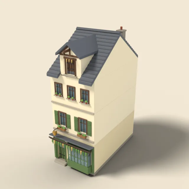 Apothecary townhouse with hanging herbs