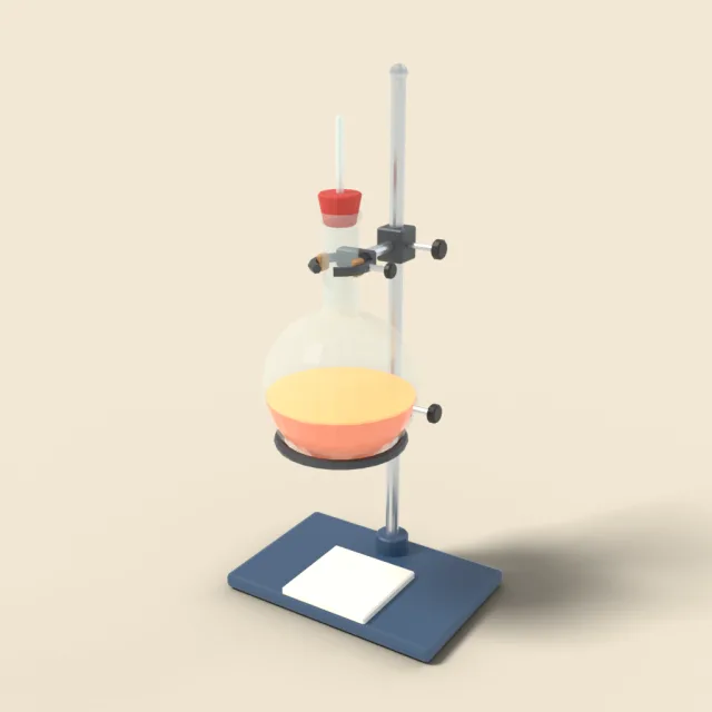 Round bottom flask on ring stand