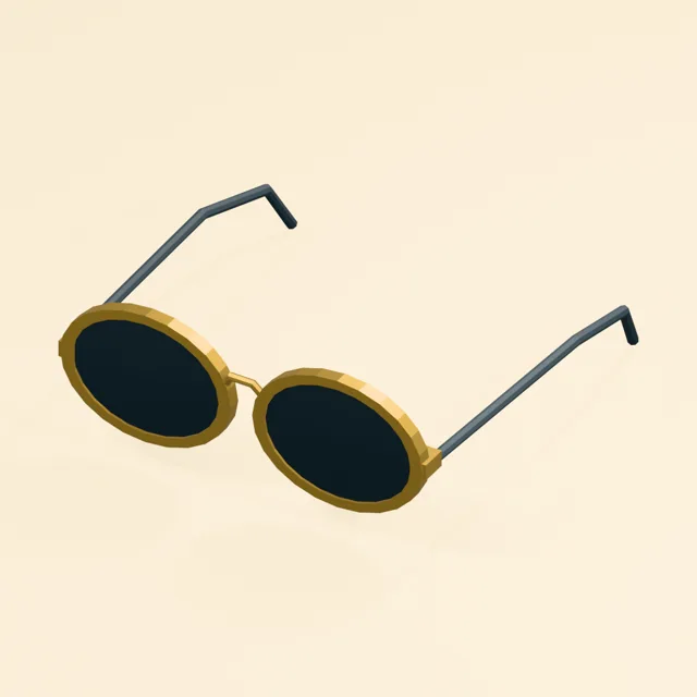 Oval sunglasses with fitted dark lenses and curved temples