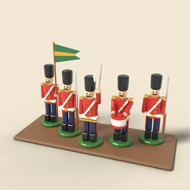 Set of tin toy soldiers