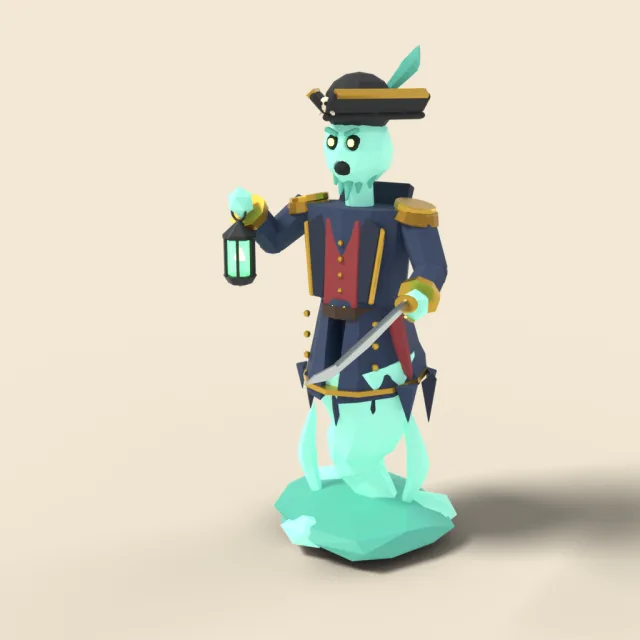 Ghost ship captain with lantern