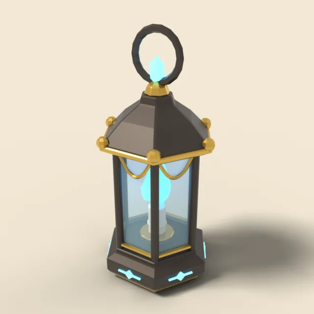Enchanted lantern with blue flame