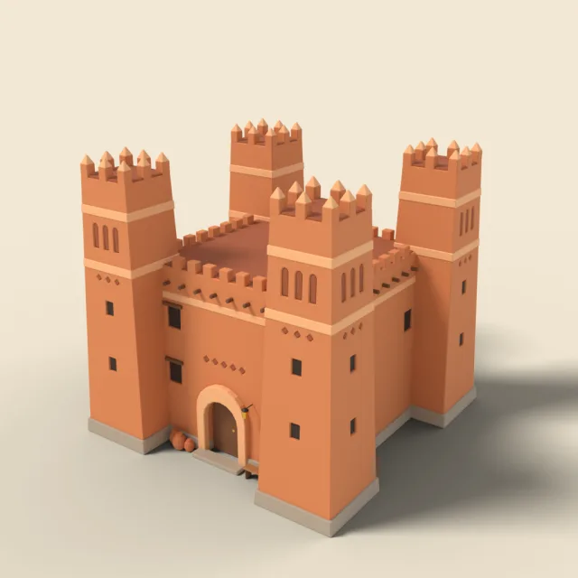 Kasbah with corner towers