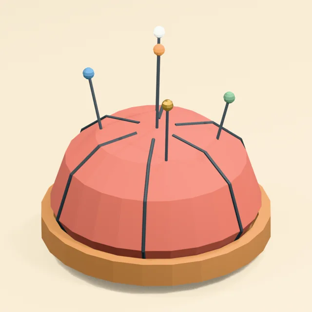Tomato sewing pincushion in wooden dish
