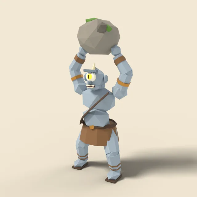 Cyclops lifting a boulder