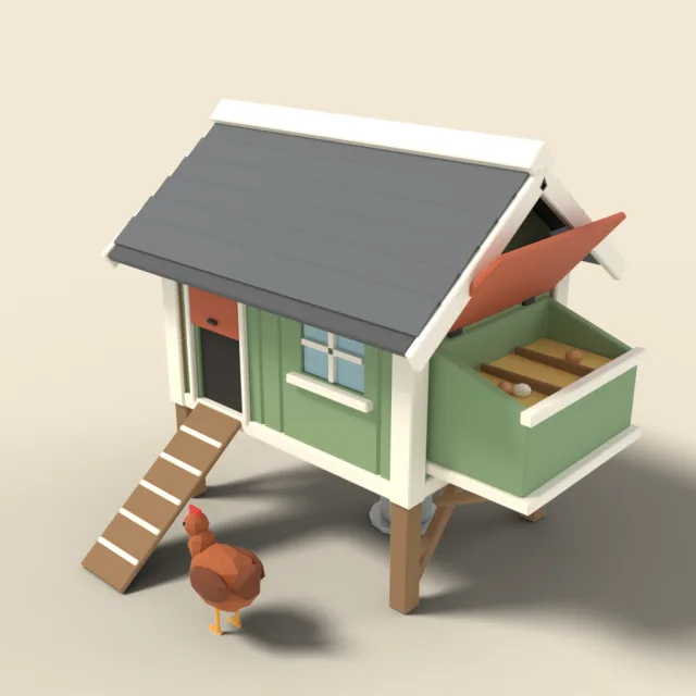 Chicken coop with nesting boxes