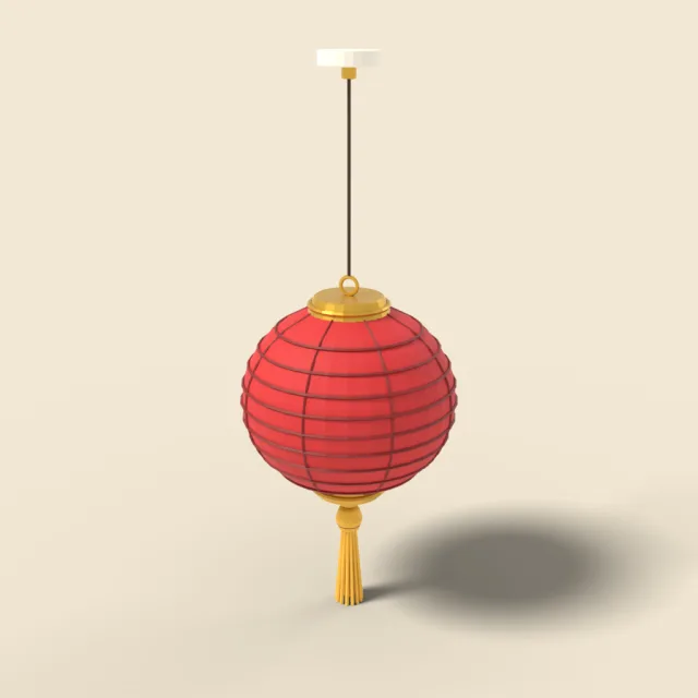 Round paper lantern in red