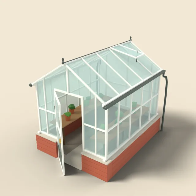 Greenhouse with glass panes
