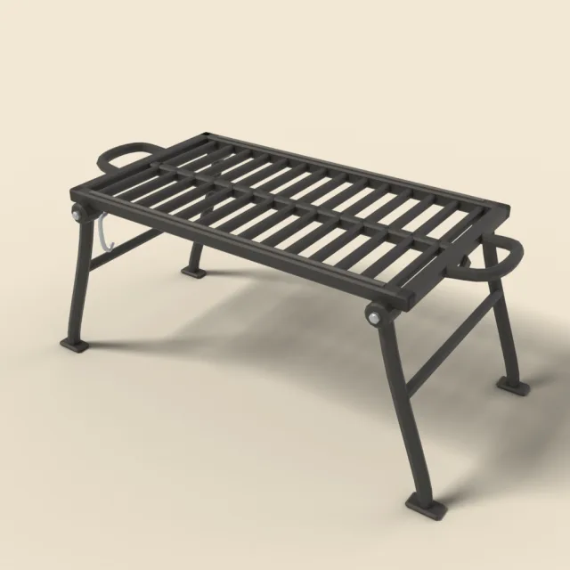 Folding cast iron campfire grill