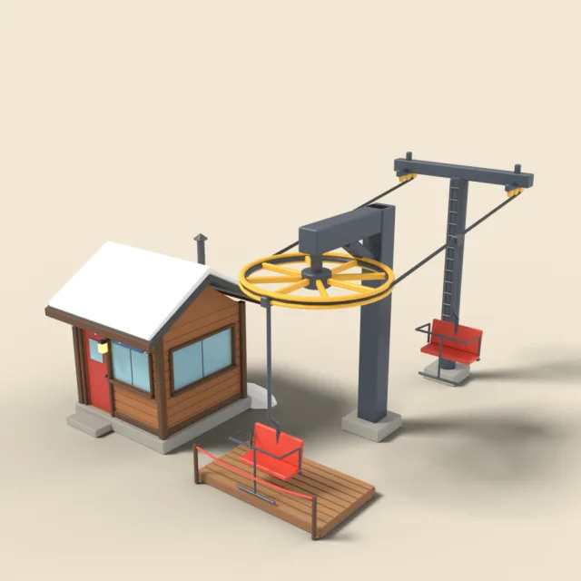 Ski lift station hut