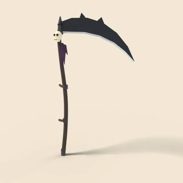 Scythe of death with dark wooden snath