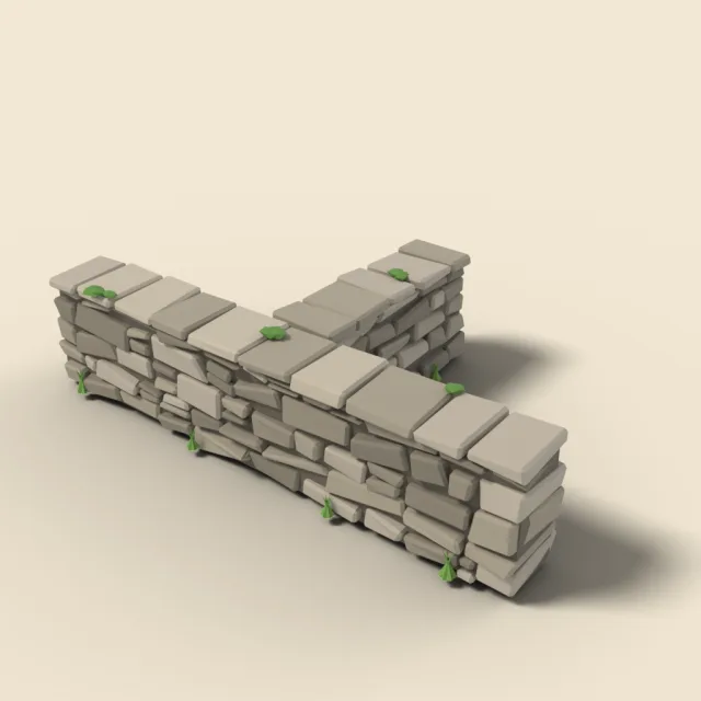 Low dry-stone wall T-junction
