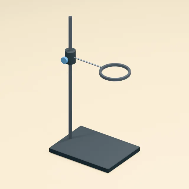 Laboratory retort stand with screw-locked collar and open support ring
