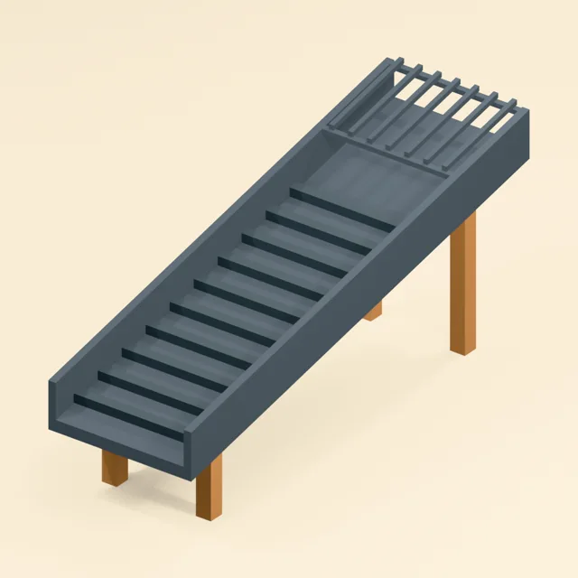 prospecting_sluice_box_inclined_riffle_bed_with_raised_classifying_screen