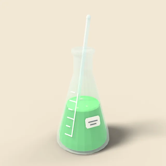 Erlenmeyer flask with green liquid