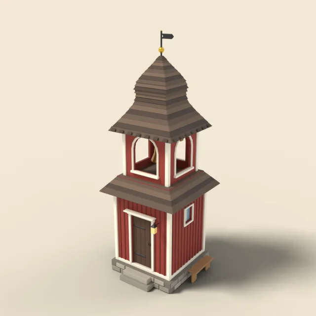 Wooden bell tower with shingle cap