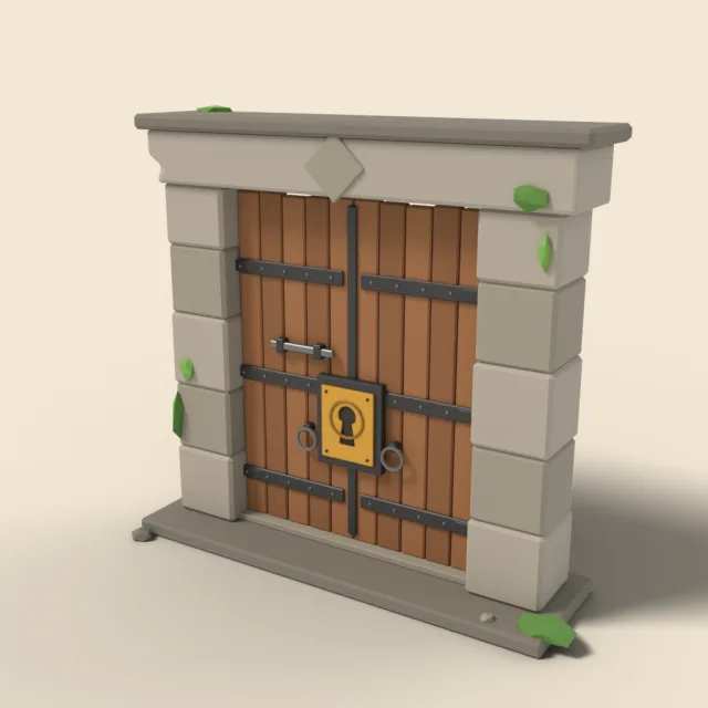 Locked gate with keyhole