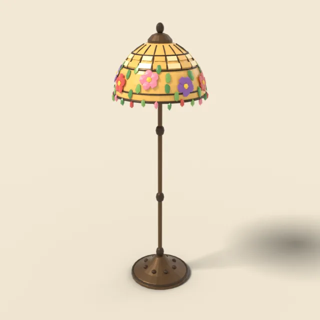 Tiffany-style floor lamp with floral shade