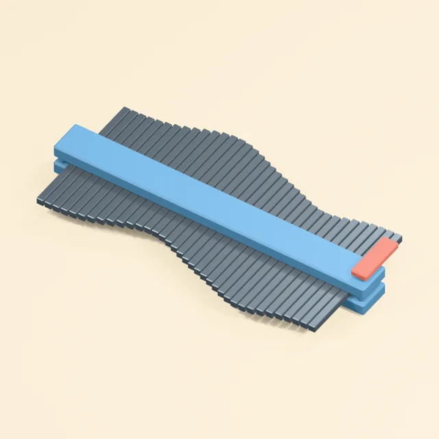 Sliding-pin contour gauge with captured profile fingers and lock lever