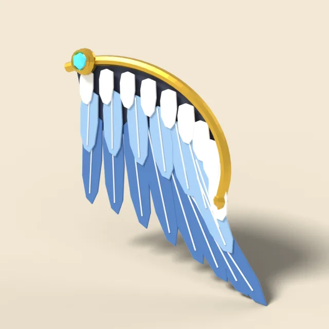 Wing-shaped feather shield