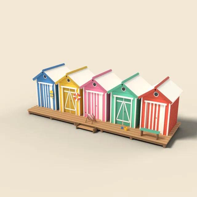 Row of colourful beach huts