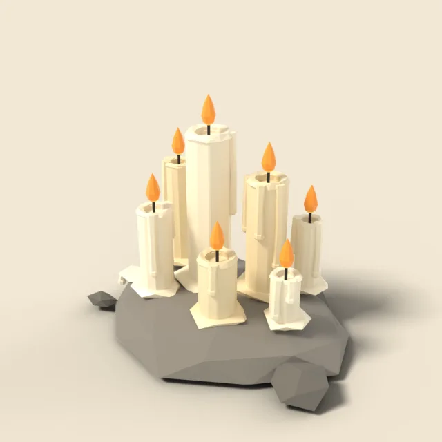 Dripping candle cluster on stone