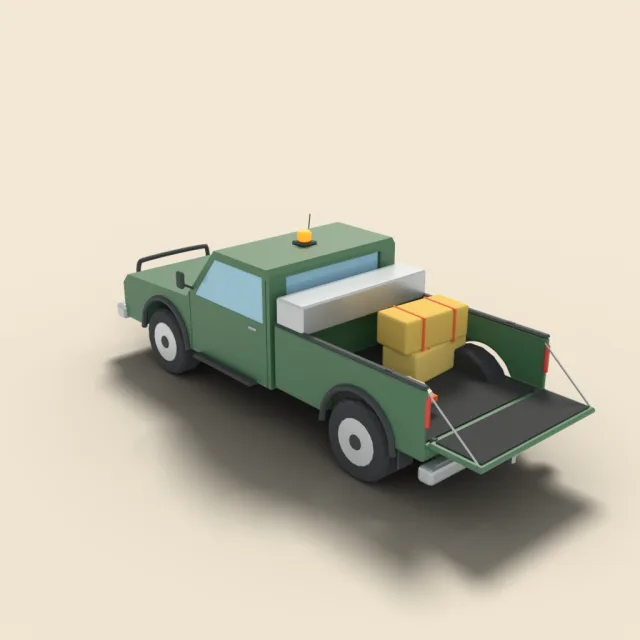 Farm pickup truck with tailgate open